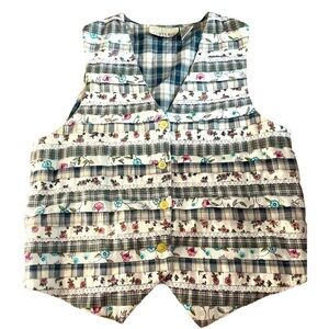 Vintage Spring Floral Laced Layered Vest Size Medium